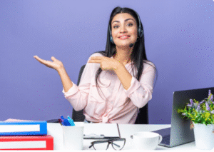 Remote professional working from home on a laptop as a virtual assistant for a small business
